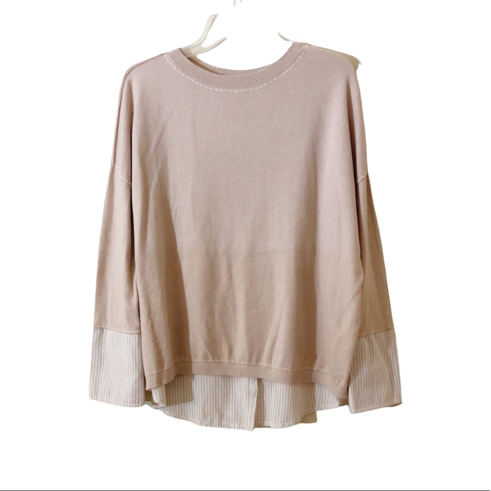 3/15$ Ontwelfth sweater beige shirt stripes oversized size S